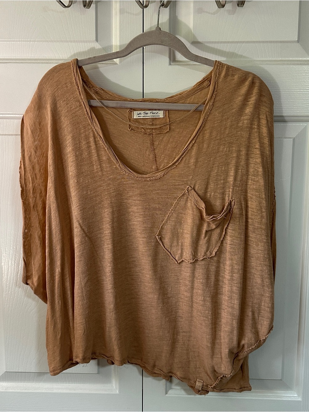 We The Free Free People Women’s Loose Pocket Tee, Rust, Size Small